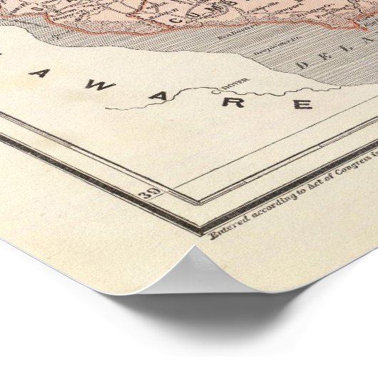 Poster Carte de l'Atlas du New Jersey (Coin)