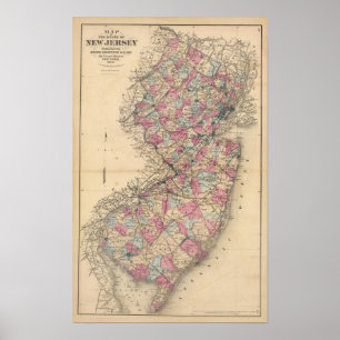 Poster Carte de l'Atlas du New Jersey