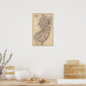 Poster Carte de l'Atlas du New Jersey (Cuisine)