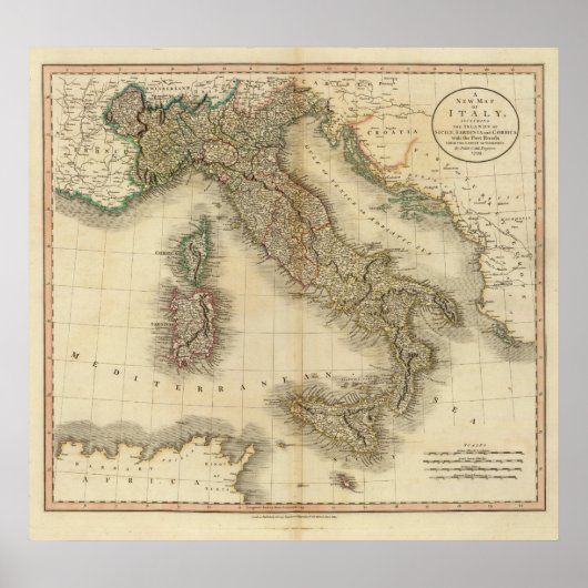 Poster Carte de l'Atlas italien (Devant)