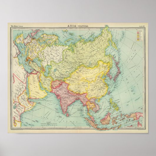 Poster Carte de l'atlas politique asiatique (Devant)