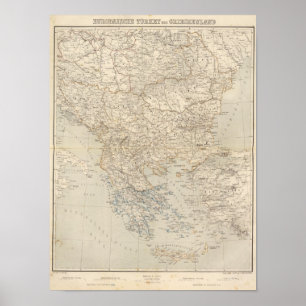 Poster Carte de l'Atlas turc et grec
