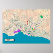 Poster Carte de Lausanne (Devant)