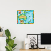 Poster Carte de l'Australie (Bureau à domicile)