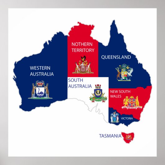 Poster Carte de l'Australie (Devant)