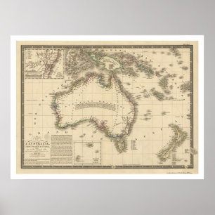 Poster Carte de l'Australie dessinée par Adrien Hubert