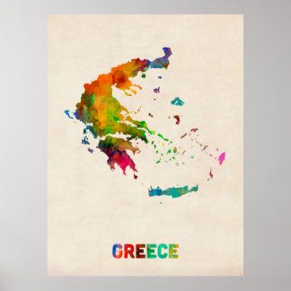 Poster Carte de l'eau de la Grèce