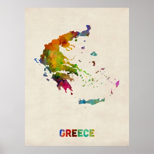 Poster Carte de l'eau de la Grèce (Devant)