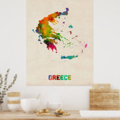 Poster Carte de l'eau de la Grèce (Cuisine)