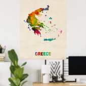Poster Carte de l'eau de la Grèce (Bureau à domicile)
