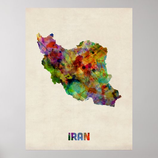Poster Carte de l'eau de l'Iran (Devant)