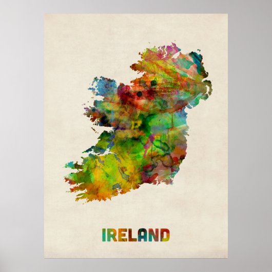 Poster Carte de l'eau de l'Irlande (Devant)