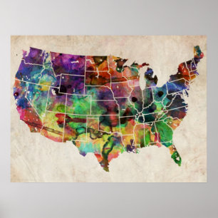 Poster Carte de l'eau des États-Unis