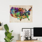 Poster Carte de l'eau des États-Unis (Bureau à domicile)