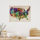 Poster Carte de l'eau des États-Unis (Cuisine)
