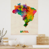 Poster Carte de l'eau du Brésil (Cuisine)