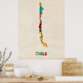 Poster Carte de l'eau du Chili (Cuisine)