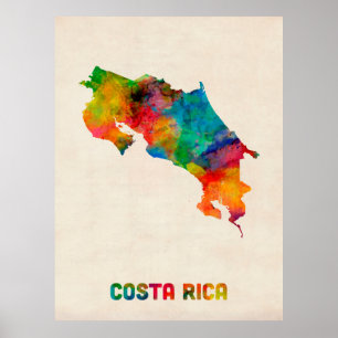 Poster Carte de l'eau du Costa Rica
