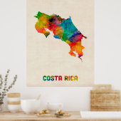 Poster Carte de l'eau du Costa Rica (Cuisine)