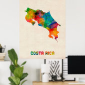 Poster Carte de l'eau du Costa Rica (Bureau à domicile)