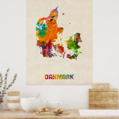 Poster Carte de l'eau du Danemark (Cuisine)