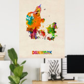 Poster Carte de l'eau du Danemark (Bureau à domicile)