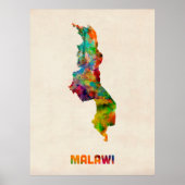 Poster Carte de l'eau du Malawi (Devant)