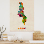 Poster Carte de l'eau du Malawi (Cuisine)