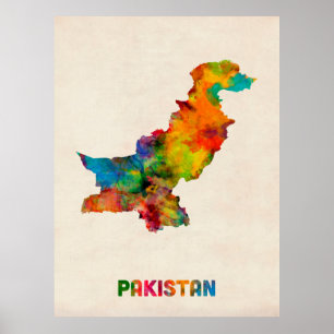 Poster Carte de l'eau du Pakistan