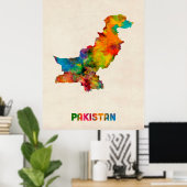 Poster Carte de l'eau du Pakistan (Bureau à domicile)