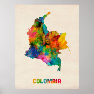 Poster Carte de l'eau en Colombie