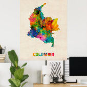 Poster Carte de l'eau en Colombie (Bureau à domicile)