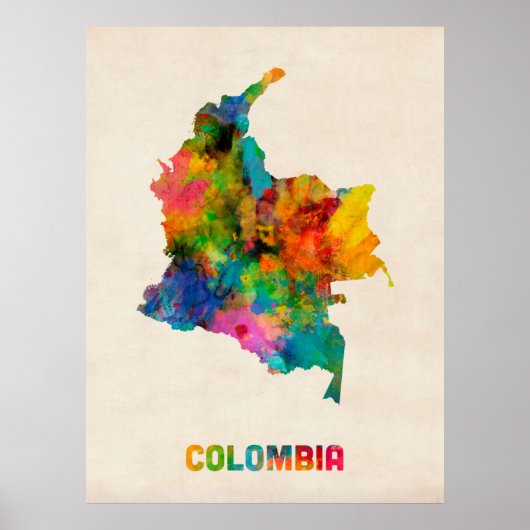 Poster Carte de l'eau en Colombie (Devant)
