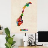 Poster Carte de l'eau norvégienne (Bureau à domicile)