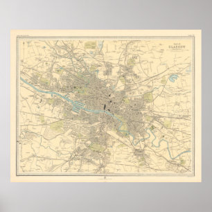 Poster Carte de l'Ecosse de Old Glasgow (1912)