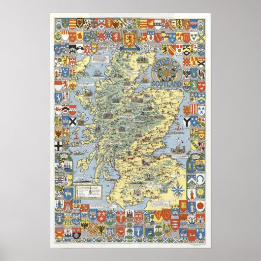 Poster Carte de l'Ecosse historique (Devant)