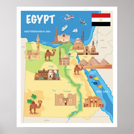 Poster Carte de l'Egypte (Devant)