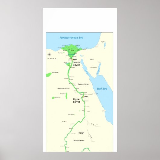 Poster Carte de l'Egypte ancienne pendant la période dyna (Devant)