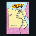 Poster Carte de l'Egypte illustrée par Pop Art<br><div class="desc">Pop Art Illustrated Egypt Carte africaine dans un style vintage et ancien.</div>