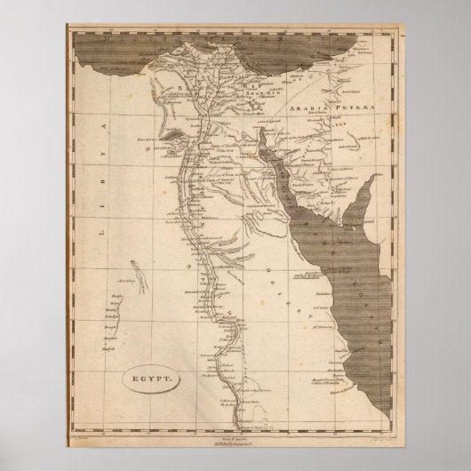 Poster Carte de l'Egypte par Arrowsmith (Devant)