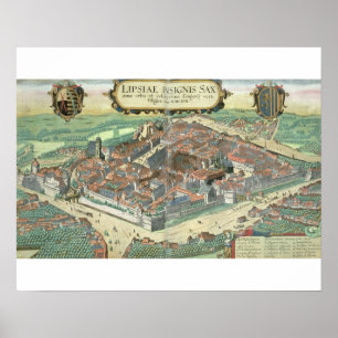 Poster Carte de Leipzig, de "Civitates Orbis Terrarum"