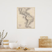 Poster Carte de l'Empire espagnol dans les Amériques (Cuisine)