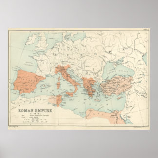 Poster Carte de l'Empire romain vintage 1895