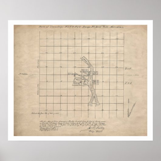 Poster Carte de l'enquête USGS de Portland Oregon 1853 (Devant)