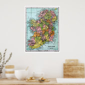 Poster Carte de l'époque victorienne antique Irlande (Cuisine)