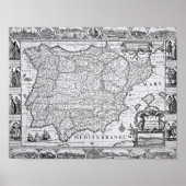 Poster Carte de l'Espagne (Devant)
