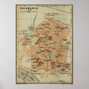 Poster Carte de l'Espagne Vintage Salamanque (1913)