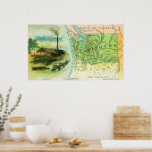 Poster Carte de l'État avec une scène de bûchage (Cuisine)