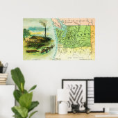Poster Carte de l'État avec une scène de bûchage (Bureau à domicile)