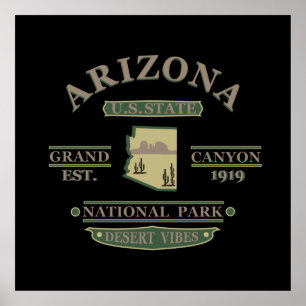 Poster carte de l'état d'arizona